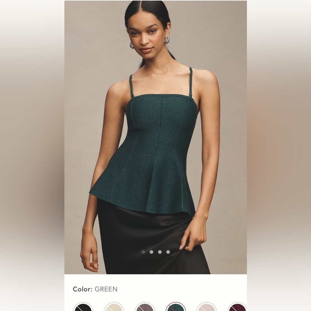 NWT new small Anthropologie pilcro sparkly sweater top peplum green strapless